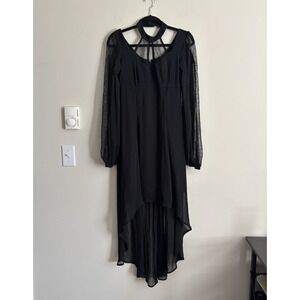 Y2K Goth Royal Bones Daang Goodman High Low‎ Dress Black Semi Sheer Small